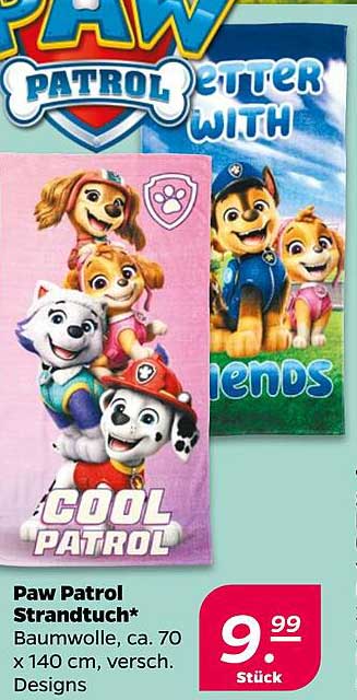 Paw Patrol Strandtuch* Baumwolle, ca. 70 x 140 cm, versch. Designs