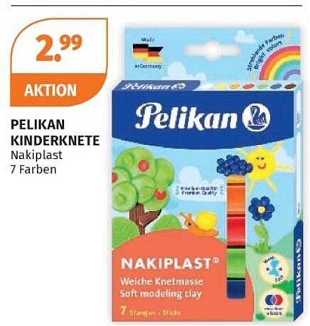 PELIKAN KINDERKNETE Nakiplast 7 Farben