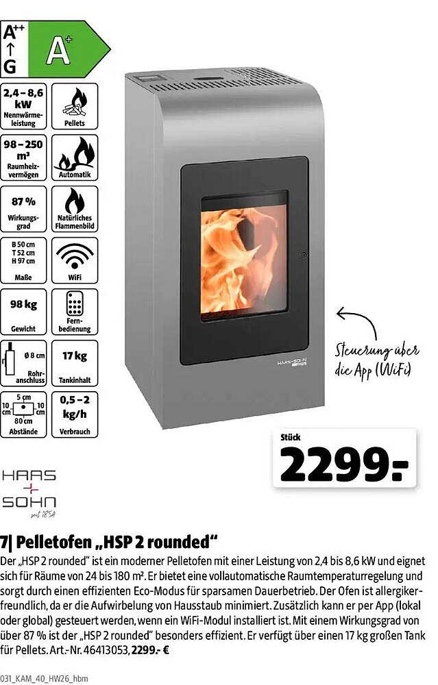 Pelletofen „HSP 2 rounded“