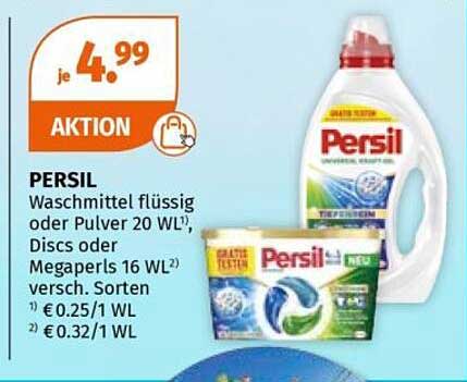 PERSIL Waschmittel flüssig oder Pulver 20 WL¹, Discs oder Megapersil 16 WL² versch. Sorten