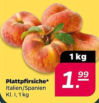 Plattpfirsiche* Italien/Spanien Kl. I, 1 kg