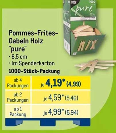 Pommes-Frites-Gabeln Holz "pure"