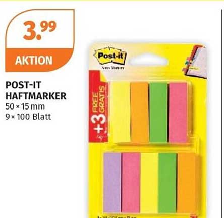 POST-IT HAFTMARKER 50 × 15 mm 9 × 100 Blatt