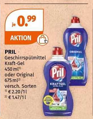 PRIL Geschirrspülmittel Kraft-Gel 450 ml¹ oder Original 675 ml² versch. Sorten