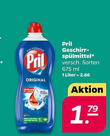 Pril Geschirrspülmittel* versch. Sorten 675 ml 1 Liter = 2.66