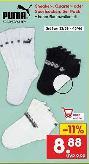 PUMA Sneaker-, Quarter- oder Sportsocken, 5er Pack