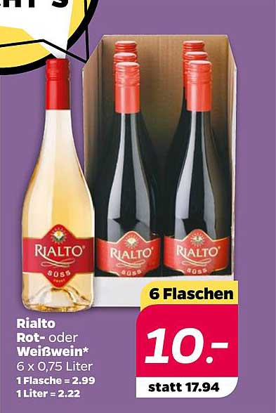 Rialto Rot- oder Weißwein* 6 x 0,75 Liter