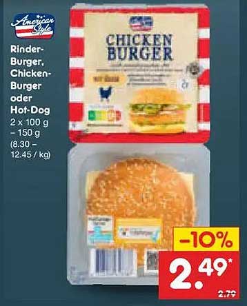 Rinder-Burger, Chicken-Burger oder Hot-Dog