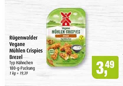 Rügenwalder Vegane Mühlen Crispies Brezel Typ Hähnchen 180-g-Packung