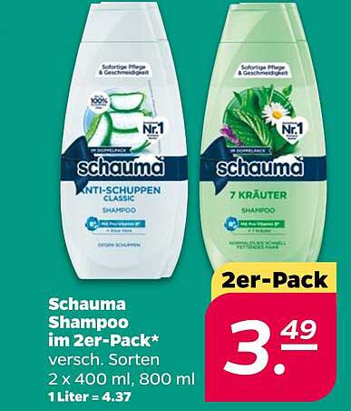 Schauma Shampoo im 2er-Pack* versch. Sorten 2 x 400 ml, 800 ml 1 Liter = 4.37