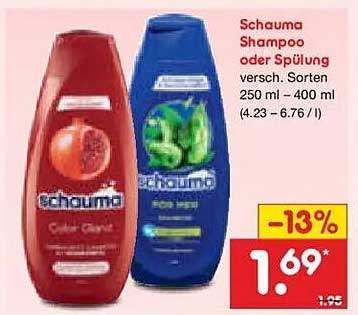 Schauma Shampoo oder Spülung versch. Sorten 250 ml – 400 ml (4.23 – 6.76 / l)