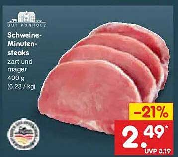 Schweine-Minuten-steaks zart und mager 400 g