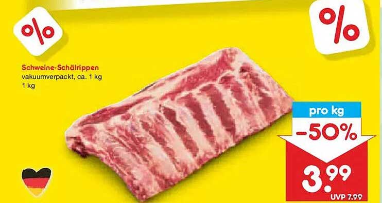 Schweine-Schälrippen vakuumverpackt, ca. 1 kg