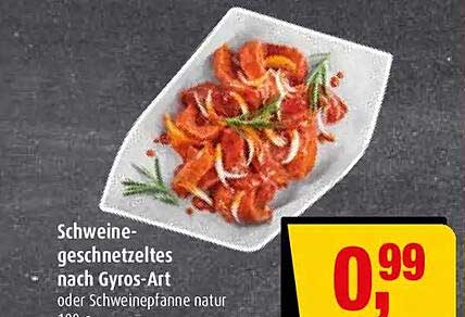 Schweinegeschnetzeltes nach Gyros-Art oder Schweinepfanne natur
