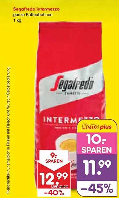 Segafredo Intermezzo ganze Kaffeebohnen 1 kg