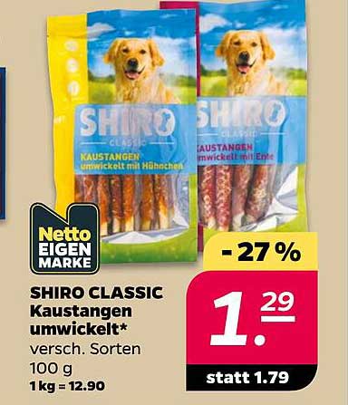 SHIRO CLASSIC Kaustangen umwickelt* versch. Sorten 100 g 1 kg = 12.90