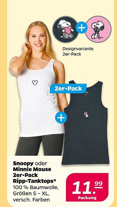 Snoopy oder Minnie Mouse 2er-Pack Ripp-Tanktops*