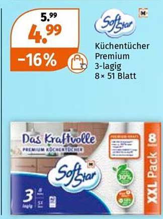 Softstar Küchentücher Premium 3-lagig 8 x 51 Blatt