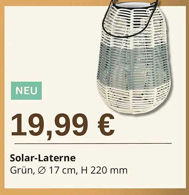 Solar-Laterne Grün, Ø 17 cm, H 220 mm