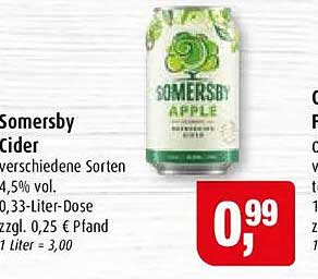 Somersby Cider verschiedene Sorten 4,5% vol. 0,33-Liter-Dose zzgl. 0,25 € Pfand