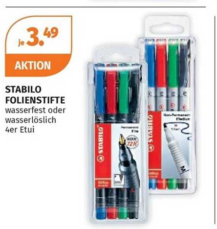 STABILO FOLIENSTIFTE wasserfest oder wasserlöslich 4er Etui