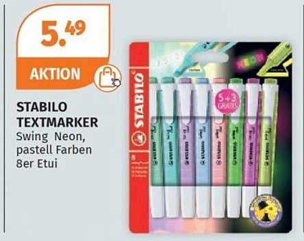 STABILO TEXTMARKER Swing Neon, pastell Farben 8er Etui