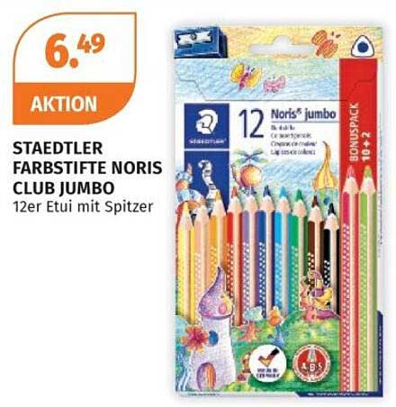 STAEDTLER FARBSTIFTE NORIS CLUB JUMBO 12er Etui mit Spitzer