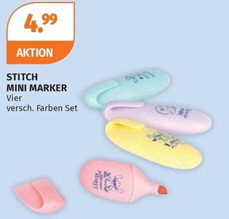 STITCH MINI MARKER Vier versch. Farben Set