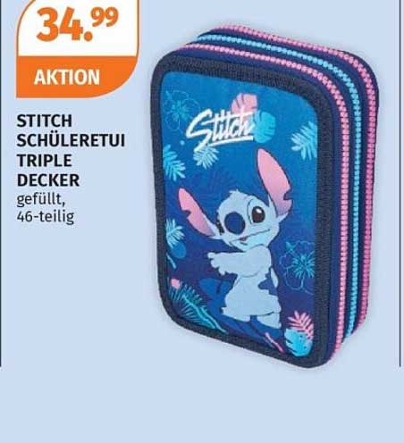 STITCH SCHÜLERTETUI TRIPLE DECKER gefüllt, 46-teilig
