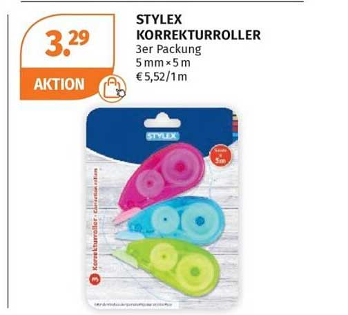 STYLEX KORREKTURROLLER 3er Packung 5 mm × 5 m
