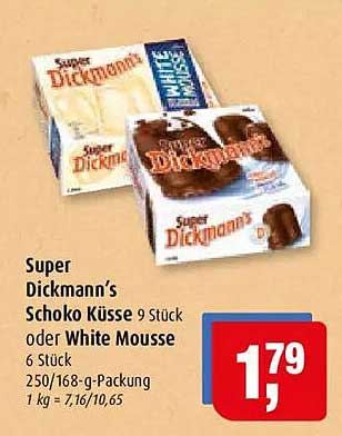 Super Dickmann’s Schoko Küsse 9 Stück oder White Mousse 6 Stück 250/168-g-Packung