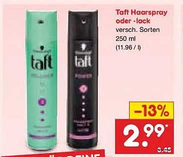 Taft Haarspray oder -lack versch. Sorten 250 ml (11.96 / l)