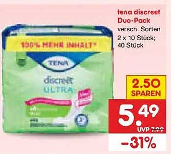 tena discreet Duo-Pack versch. Sorten 2 x 10 Stück; 40 Stück