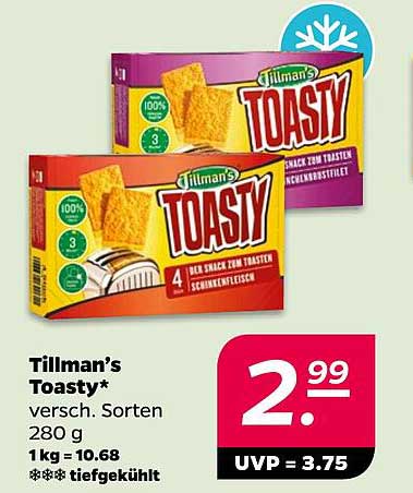 Tillman’s Toasty* versch. Sorten 280 g 1 kg = 10.68 *** tiefgekühlt