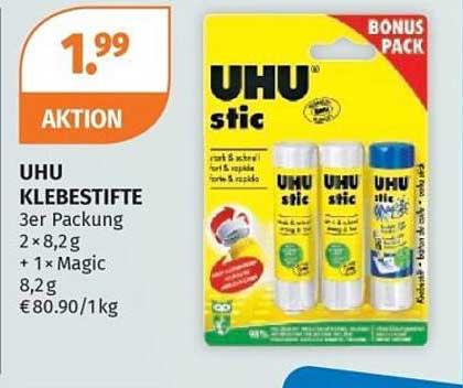 UHU KLEBESTIFTE 3er Packung 2 x 8,2g + 1 x Magic 8,2g