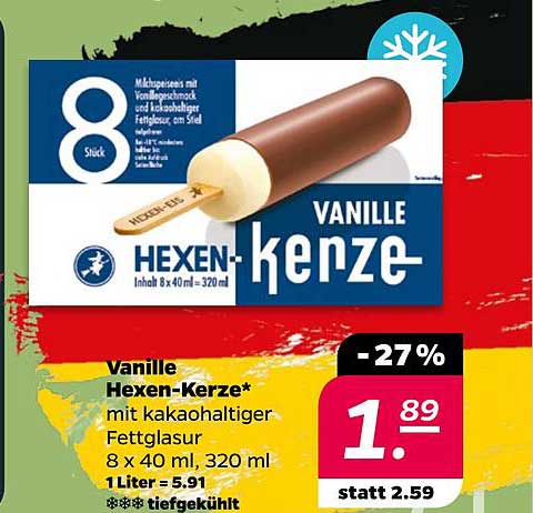 Vanille Hexen-Kerze* mit kakaohaltiger Fettglasur 8 x 40 ml, 320 ml
