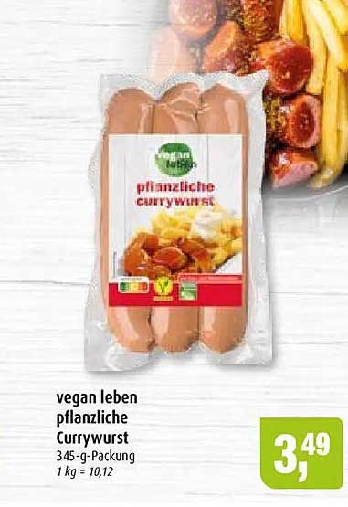 vegan leben pflanzliche Currywurst 345-g-Packung