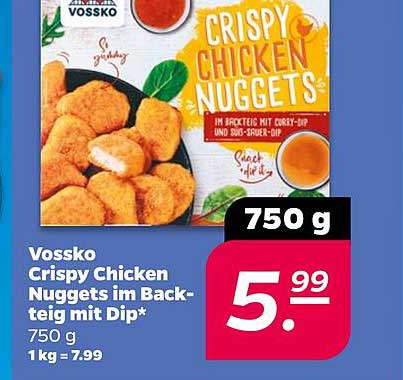Vossko Crispy Chicken Nuggets im Backteig mit Dip* 750 g