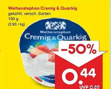 Weihenstephan Cremig & Quarkig gekühlt, versch. Sorten 150 g (2,93 / kg)
