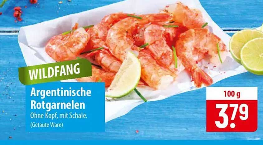 WILDFANG Argentinische Rotgarnelen Ohne Kopf, mit Schale. (Getauhte Ware)