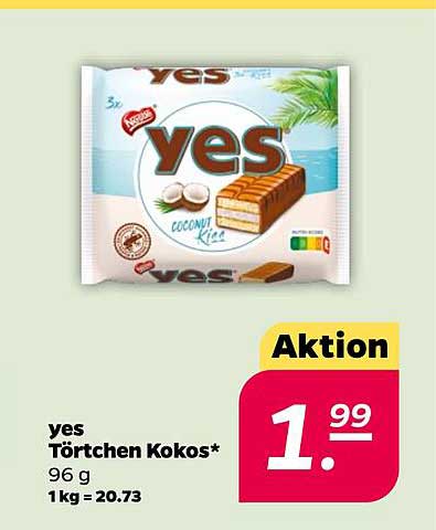 yes Törtchen Kokos* 96 g 1kg = 20.73 Aktion