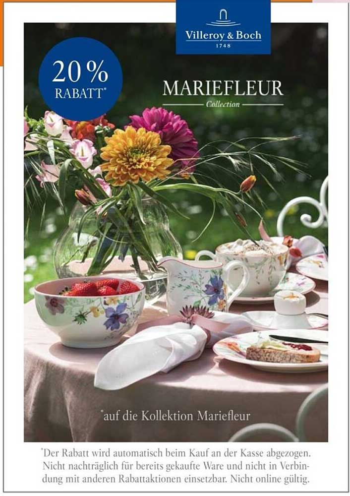 20% RABATT auf die Kollektion Mariefleur von Villeroy & Boch