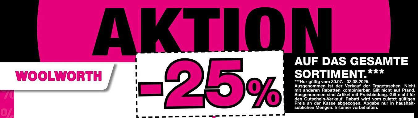 25% Rabatt auf das gesamte Sortiment
