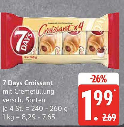 7 Days Croissant mit Cremefüllung - 4 Stück
