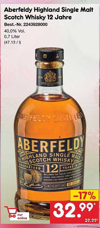 Aberfeldy Highland Single Malt Scotch Whisky 12 Jahre