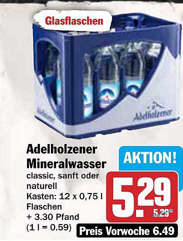 Adelholzener Mineralwasser classic, sanft oder naturell im Kasten