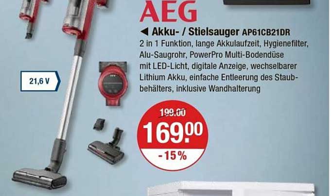 AEG Akku-/Stielsauger AP61CB21DR