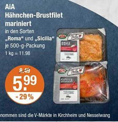 AiA Hähnchen-Brustfilet mariniert in den Sorten 'Roma' und 'Sicilia'
