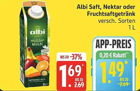 Albi Saft, Nektar oder Fruchtsaftgetränk verschiedene Sorten 1 L