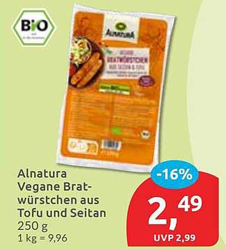 Alnatura Vegane Bratwürstchen aus Tofu und Seitan
